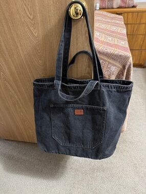 GAP Black Denim Tote with Front Patch Pocket